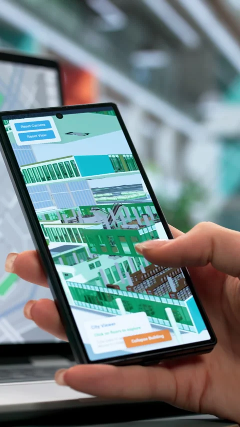 Architect Uses Laptop And Smartphone For 3D Design Stock Footage 345861205