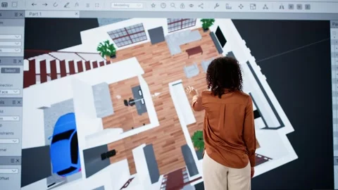 Architect Using 3D Software Analyzing House Floor Plan Stock Footage 304713023