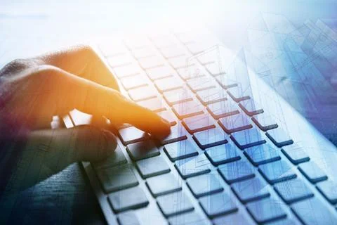 Architect using computer keyboard Stock Photos