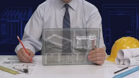 Architect Using Digital Tablet  Stock Footage 200718736