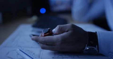 Architect using a fidget cube at his desk Stock Footage 107642884