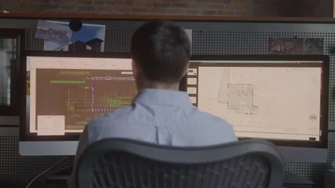 Architect Using the Software on His Computer at Work Stock Footage 208800137