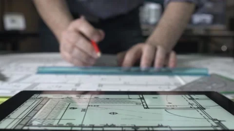 Architect using tablet Stock Footage 200163908