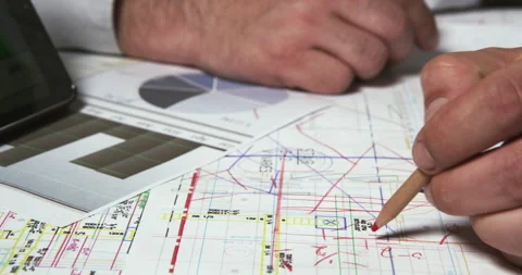 Architect Using Tablet In The Work Stock Footage 243336116