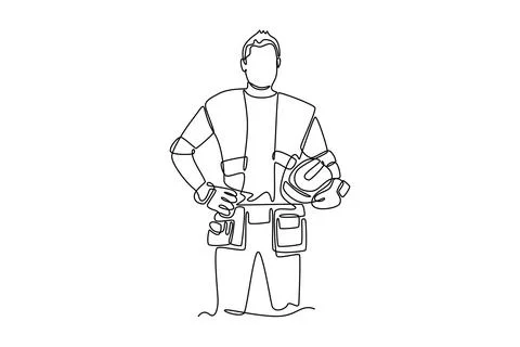 Architect wearing vest while holding helmet Stock Illustration