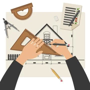 Architect at work Stock Illustration