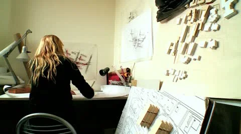 Architect Work Office Stock Footage 10895022