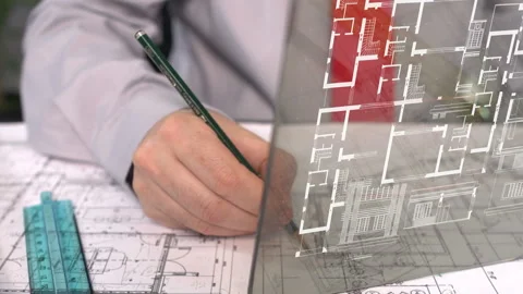  architect worker in office close up Video stock 209886903