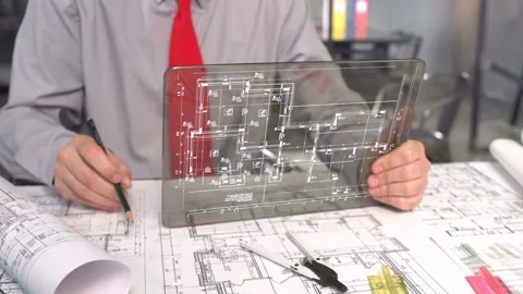  architect worker in office  Stock Footage 209887595
