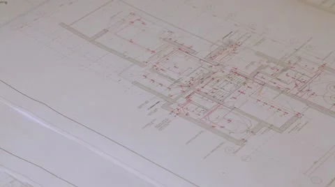 Architect working with blueprint Stock Footage 61047358