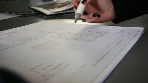 Architect Working On Blueprint Stock-Footage 101427327