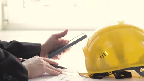 Architect working on blueprint.Town planning, architect plans urban develop.. Stock Footage 236772773