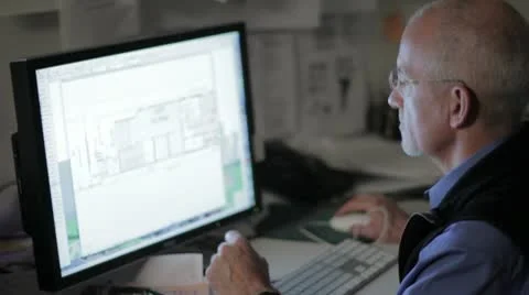 Architect working on his computer Stock Footage 8979143