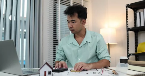 An architect is working in his office Stock Footage 342242723