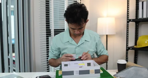 An architect is working in his office Stock Footage 342242743