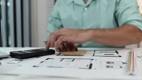 An architect is working in his office Stock-Footage 342243102