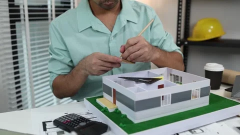An architect is working in his office Stock Footage 342243323