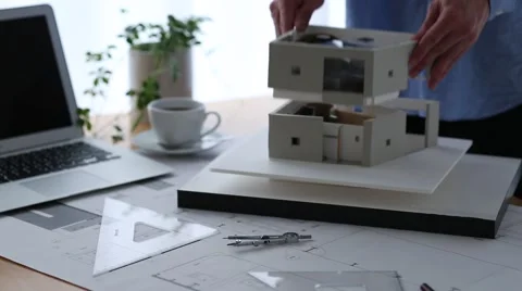 Architect working in his studio Stock Footage 57129930