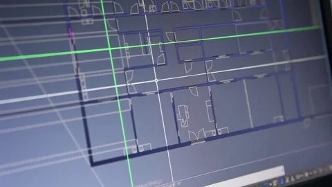 Architect working on house plans on computer Stock Footage 72444761