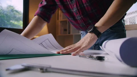 Architect working by notebook computer in office Stock Footage 170049131