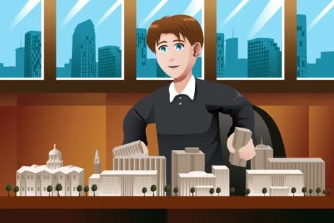 Architect working in the office Stock Illustration