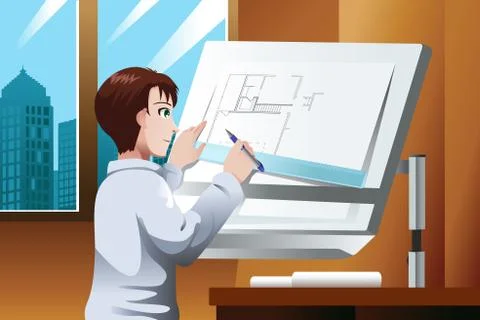 Architect working in the office Illustrazione stock