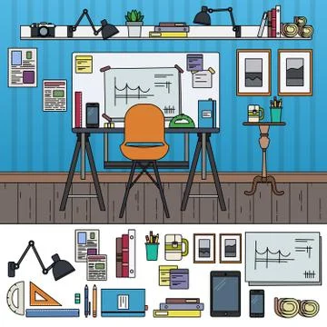 Architect working place Stock Illustration