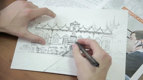 Architect working on a project Stock Footage 47964471