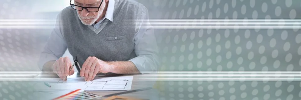 Architect working on a project; panoramic banner Stock Photos