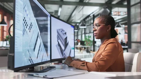 Architect Works On 3D BIM Model Stock Footage 338173195