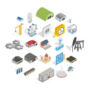 Architectonics icons set, isometric style Stock Illustration