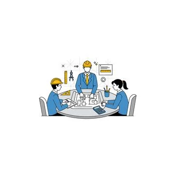 Architects and engineers discussing project at round table Stock Illustration