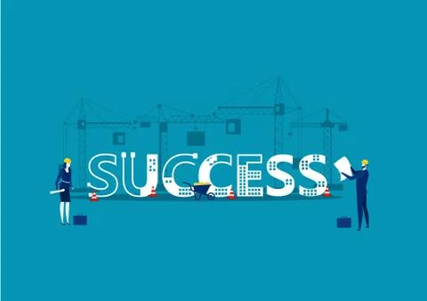 Architects and Engineers Working on Projects,with SUCCESS word Stock Illustration