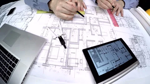 Architects are planning   Stock Footage 209899059