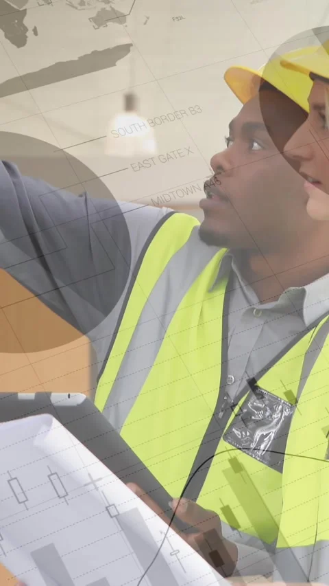 Architects checking building plans 4k Stock Footage 341658331