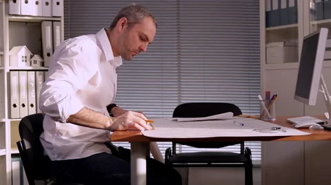 In the Architect's Office Stock Footage 63656493