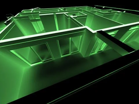 Architects project close-up in green Stock Illustration