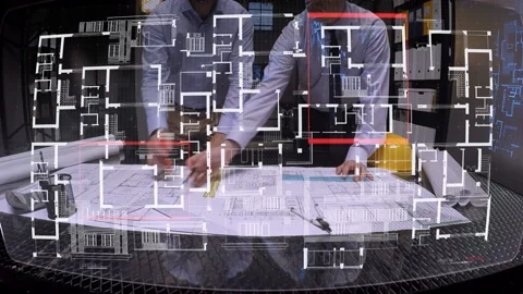  Architects using technology in office Stock Footage 210551226