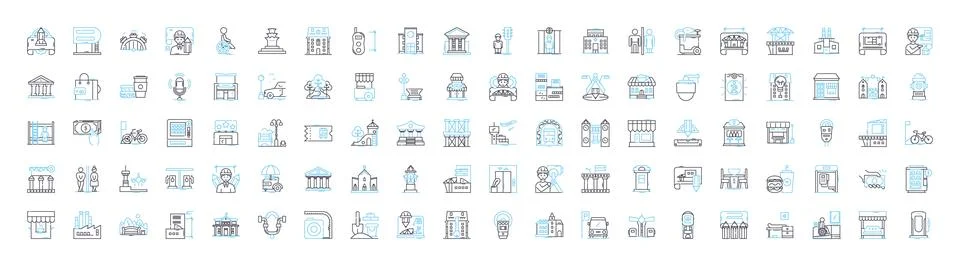 Architects vector line icons set. Design, Creativity, Vision, Blueprint Illustrazione stock