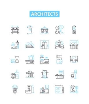 Architects vector line icons set. Design, Creativity, Vision, Blueprint イラスト素材