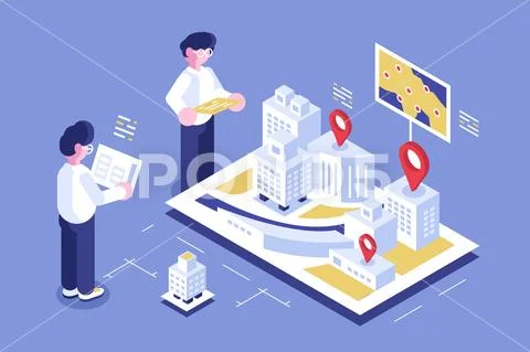Architects working at new building project Stock Illustration