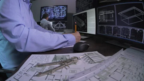 Architects working in office Room  Stockbeeldmateriaal 202136616