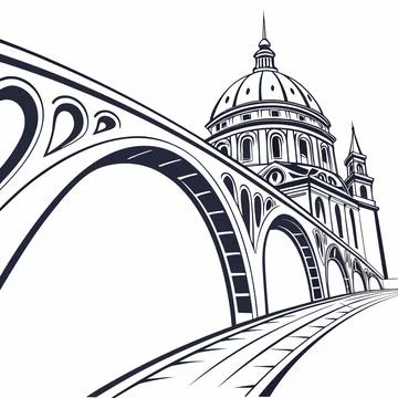 Architectural 3D Flowing Bridge Loop Abstract Art Stock Illustration