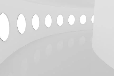 Architectural abstract white corridor with windows Stock Illustration