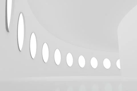 Architectural abstract white corridor with windows Stock Illustration