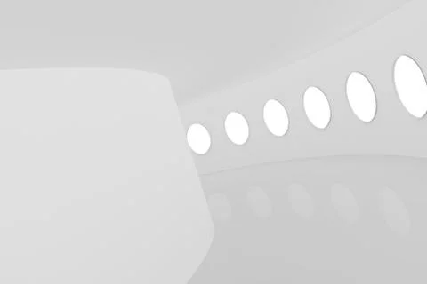 Architectural abstract white corridor with windows Stock Illustration