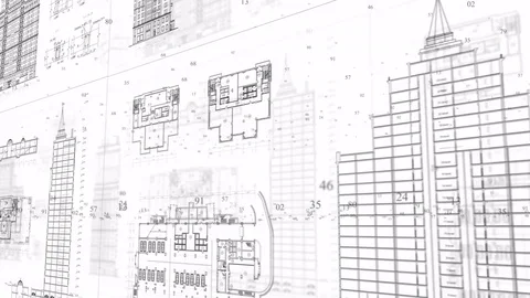 Architectural and constructional plans moving background Video stock 74379494