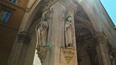 Architectural and historical statue in Siena, Italy. Stock Footage 237089501