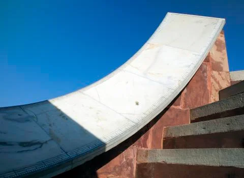 Architectural astronomical instruments in Jantar Mantar observatory (complete Stock Photos