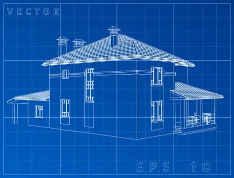 Architectural background with a 3D building model. Vector clip-art Ilustración de archivo
